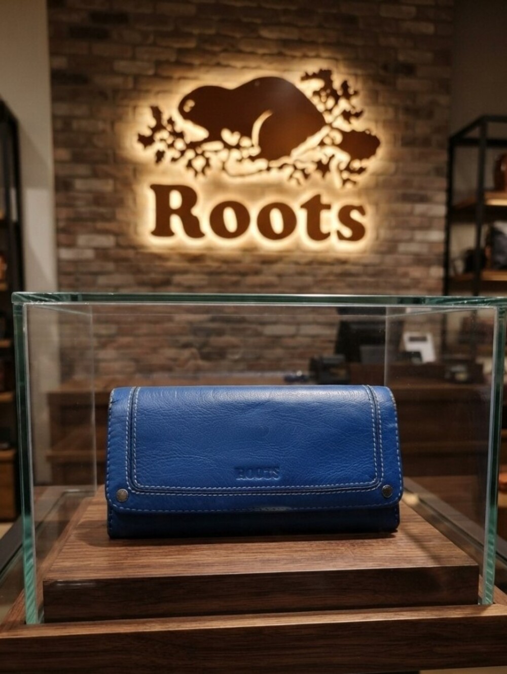5/$100 Roots Blue Leather Wallet 💙